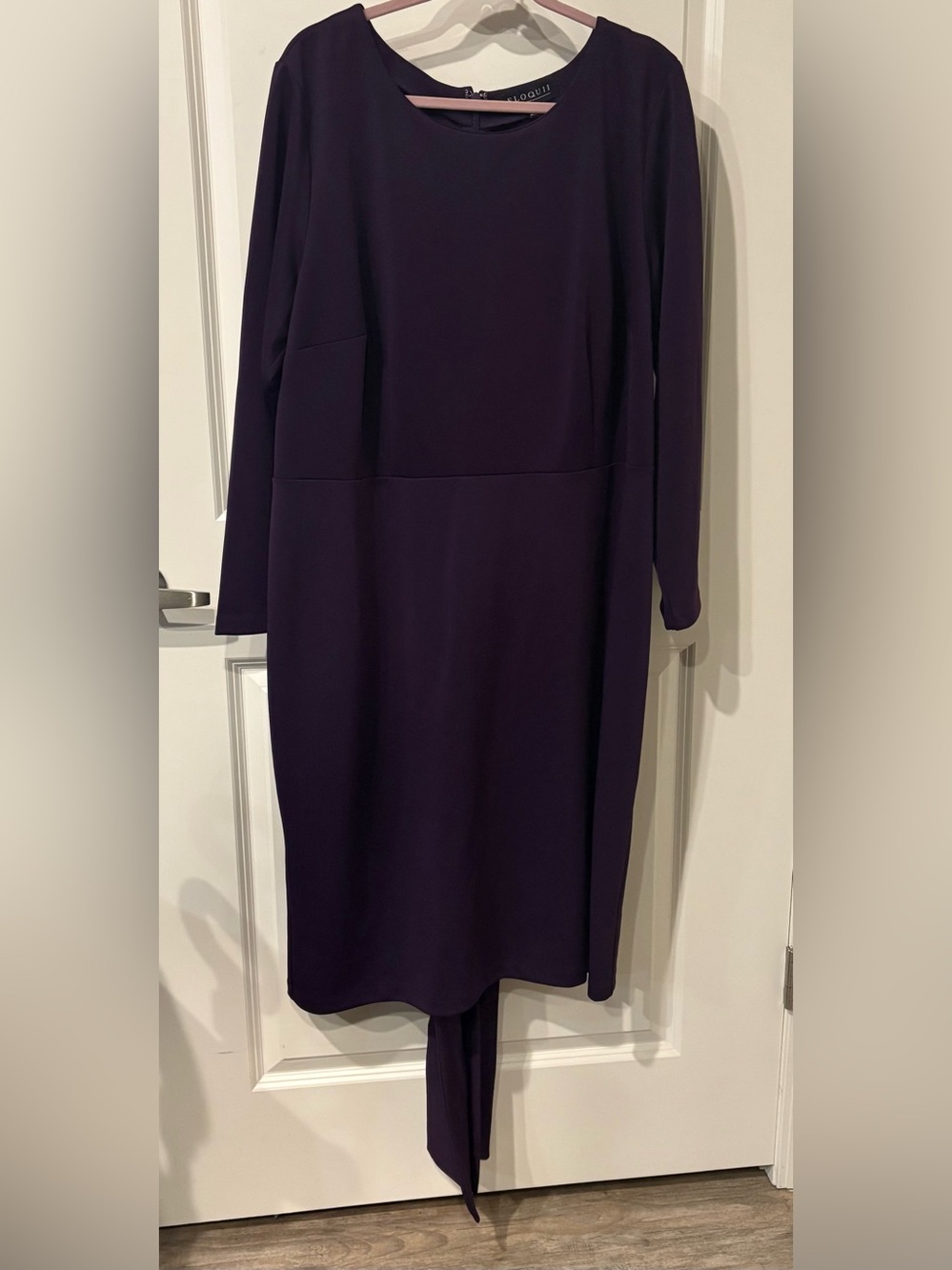 Eloquii Deep Purple Long Sleeve Tie-Back midi Dress